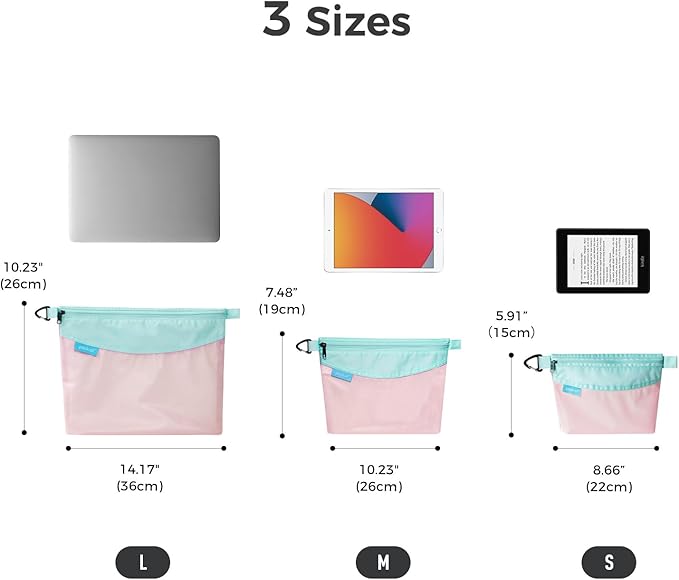 pack all Water-resistant Material Zipper Pouch, Mesh Zipper Bag for Storage, Travel, Office (Medium, Pink)