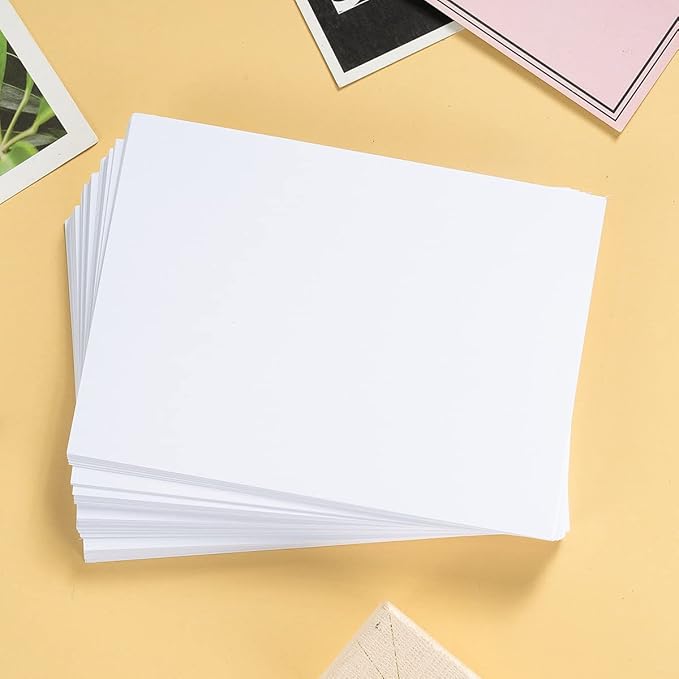 100 Pack Thick Paper Cardstock Blank Heavy Cards Stock for Invitations, Greeting Cards Making, Postcards, Photos, 250GSM Thick Paper (White, 5x7 inches)