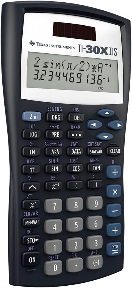 Texas Instruments TI-30XIIS Scientific Calculator, Black with Blue Accents