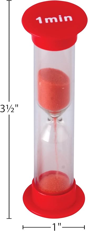 Teacher Created Resources 1 Minute Sand Timer - Small (20646), Red, Pack of 4