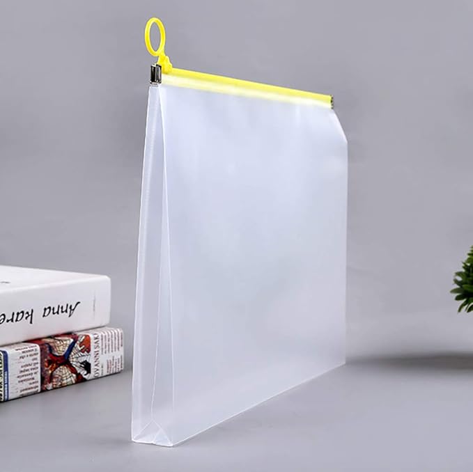 5Packs 9 3/4 x 13 Clear Plastic Zip Envelopes Letter File Document Paper Folder Case Assorted Colors