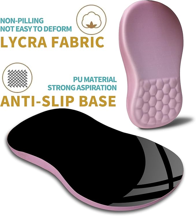 Hokafenle Ergonomic Mouse Pad Wrist Support with Massage Design, Wrist Rest Pain Relief Mousepad with Memory Foam&Non-Slip PU Base, Mouse Pads for Wireless Mouse & Desk (12x8 inch,Pink)
