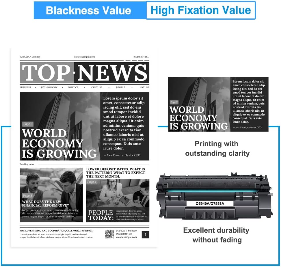 49A 1320 Toner Cartridge Black 1-Pack Compatible Replacement for HP 49A Q5949A 53A Q7553A 49X Q5949X for HP Laserjet 1320 Toner Cartridge 1320n 3390 1160 1320tn 1320nw 3392 P2015 P2015dn Printer Ink