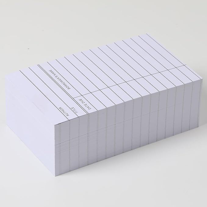 Library Cards, Checkout Catalog Book Card, Library Checkout Index Card, Due Date Notecard for Record Keeping (3x5 in,200 Count)