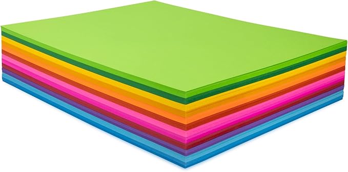 Hygloss Assorted Bright Colored Paper - 24 lb, 89 GSM, Acid-Free, Fade-Resistant, 11x17-Inch Ledger Size Color Copy Paper, 240 Sheets, 12 Colors