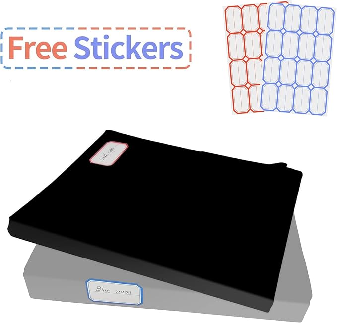 2 Pack Stretchable Jumbo Book Covers, Washable Durable Reusable Book Protector fits Hardcover Textbooks up to 9" X 12" Office Supplies with Free Sticker Labels (Grey + Black)