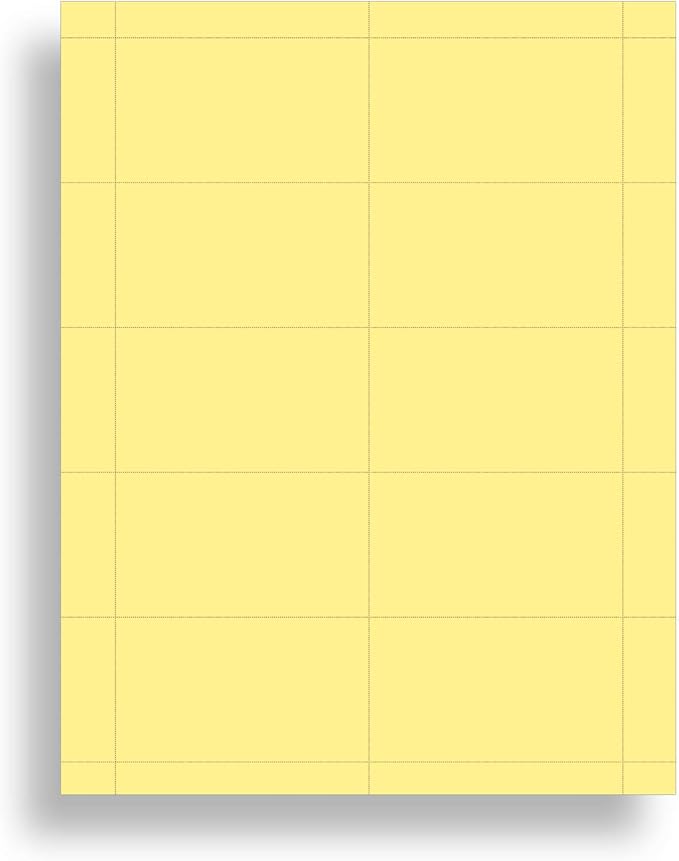 Colored Business Cards - 25 Sheets / 250 Business Cards - Inkjet & Laser - 10 per sheet (Plain Yellow)