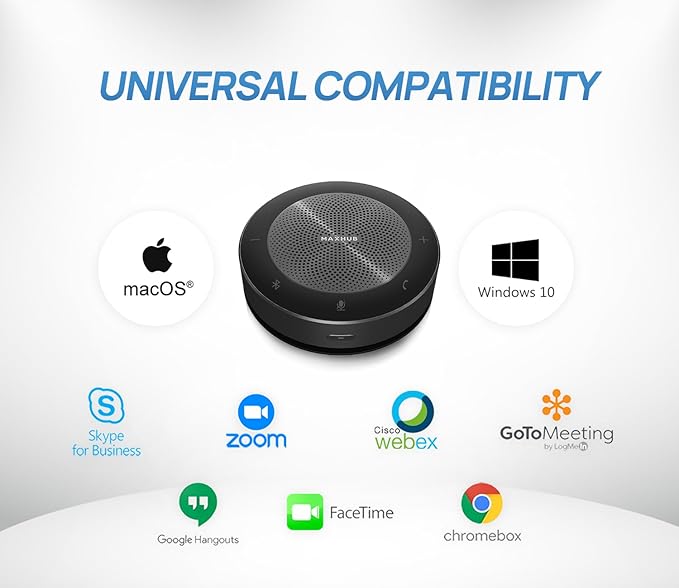 Enther&MAXHUB Bluetooth Speakerphone,USB Conference Speaker with 360ยฐ Voice Pickup&6 Microphones,Noise Reduction,Compatible with Zoom,Teams,Skype,Ideal for Professional Conference Call&Home Office