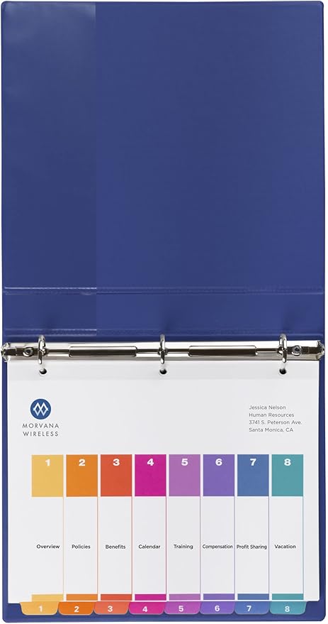 Avery 8 Tab Dividers for 3 Ring Binders, Customizable Table of Contents, Multicolor Tabs, 1 Set (11133)