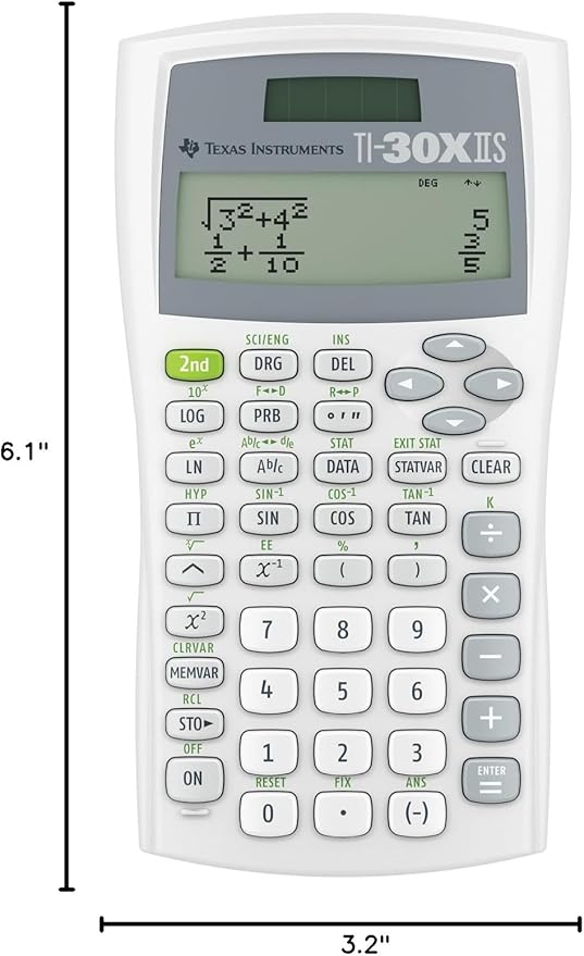 Texas Instruments TI-30XIIS Scientific Calculator, White