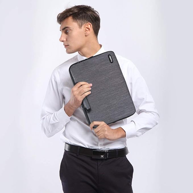 iCozzier 14 Inch Handle Laptop Briefcase Electronic Accessories Organizer Messenger Carrying Case Sleeve Protective Bag for 13.5-14.1 inch Laptop/Notebook/Ultrabook - Grey