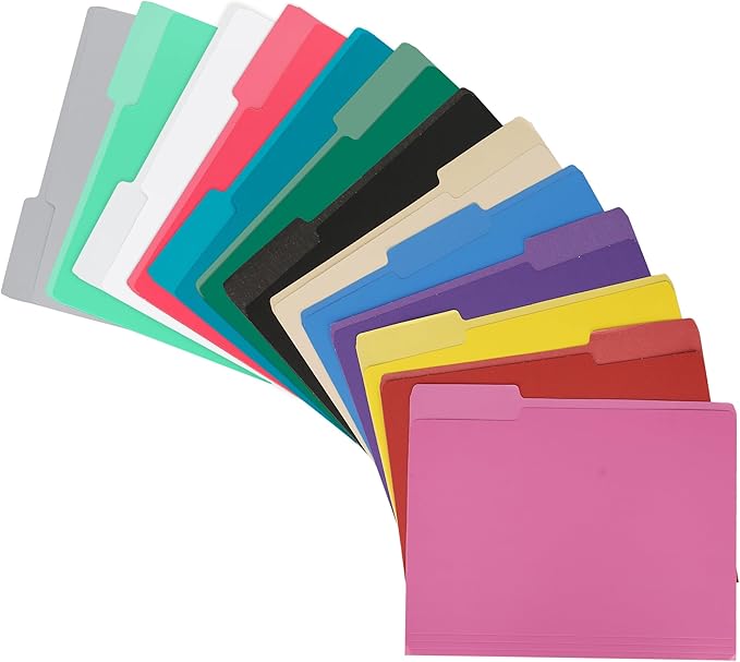 File Folders,18 Pack Two-Tone Colored File Folders Letter Size,Green Folders for School Office Supplies Documents Organization - 1/3-Cut Tabs