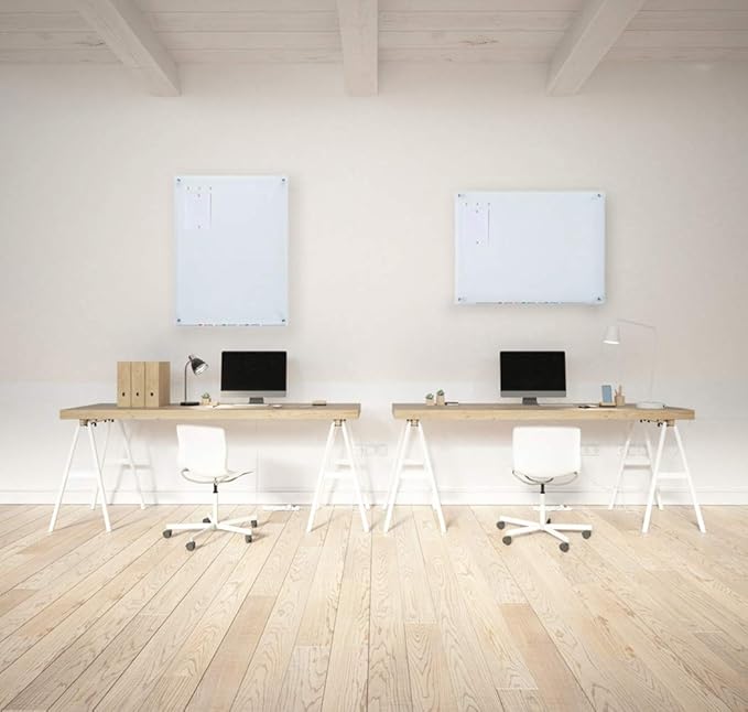 Audio-Visual Direct Magnetic Ultra White Glass Dry-Erase Board Set - 4' x 3' - Includes Magnets, Hardware & Marker Tray
