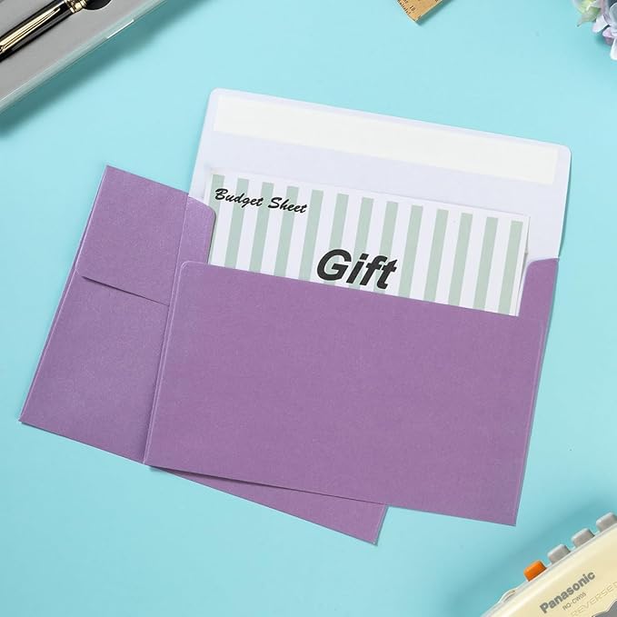 50 Pieces Metallic Shiny Purple Color Self Seal Envelopes for 5x7 Greeting Cards, Invitations, Postcards (Purple, 5x7)