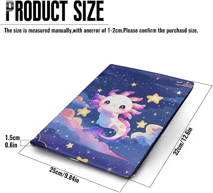Cozeyat Galaxy Axolotl Clipboard Folder Portfolio, A4 Leather Padfolio Clipboard, Business Portfolio Clipboard Folder Professional Portfolio for Interview Resume Office Conference