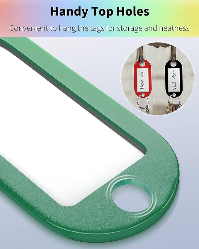 Uniclife 40 Pack Tough Plastic Key Tags with Split Ring Label Window, Assorted Colors