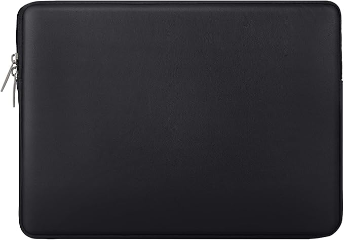 RAINYEAR 16 Inch Laptop Sleeve Soft PU Leather Case Protective Water Resistant Zipper Padded Cover Carrying Computer Bag Compatible with 16" MacBook Pro 2021 2022 New Model A2141 A2485 M1(Black)