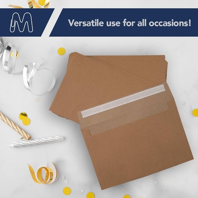 MOS A4 Invitation Envelopes – 4-1/4" x 6-1/4" Kraft Mailing Envelopes Self Seal (500 Count) – 120GSM/ 32LB Bond Heavy Duty – For Greeting Cards, Card Making, RSVP Cards, Wedding Invites