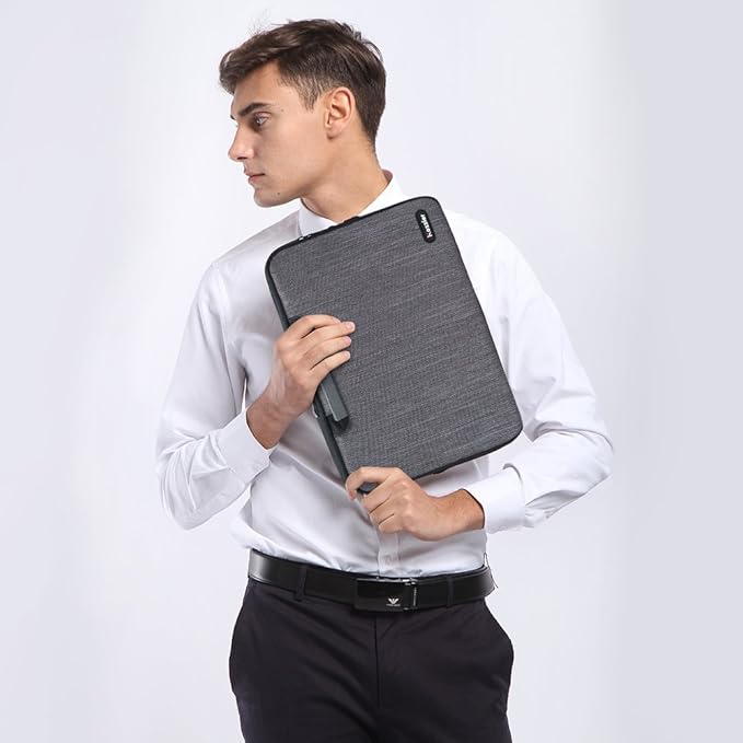 iCozzier 15-15.6 Inch Handle Electronic Accessories Strap Laptop Sleeve Case Bag Protective Bag for 15" MacBook Air/MacBook Pro/Pro Retina Sleeve – Grey