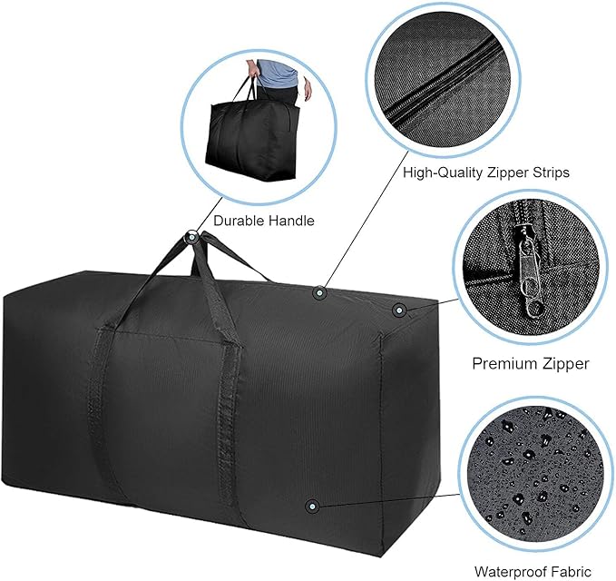 Extra Large Storage Bag for Moving Travel Bag Waterproof Large Moving Bag with Double Zippers and Reinforced Handles Large Capacity Duffle Bag for Moving Traveling Home Storage Packing