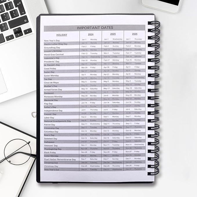 Cheneyboo 2025 Planner - January 2025- June 2026 Yearly Planner, Monthly Weekly Daily Planner 2025-2026, 18 Month Planner, 5.2"x7.5", Black