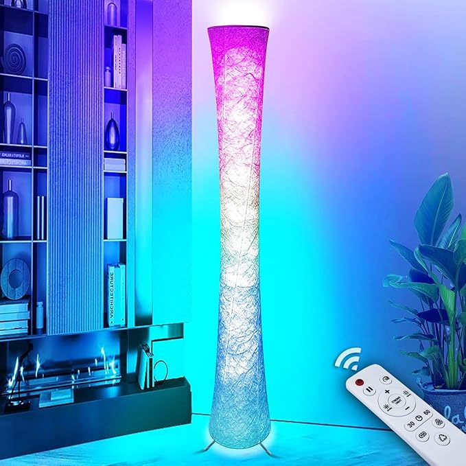 Smart Led Floor Lamps, RGB Color Changing with APP & Remote Control, 62 Inch DIY Mode Music Sync Standing Modern Corner Lamp Decor for Living Room Bedroom Game, 1 Piece