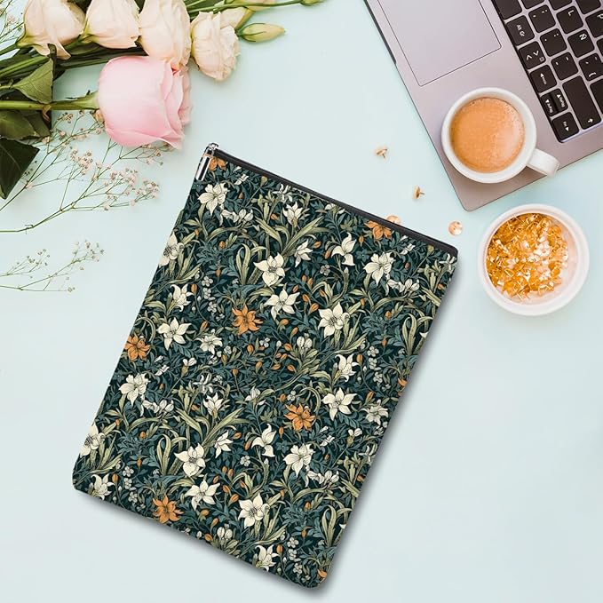 Botanical Book Sleeve, Classic Flower Book Covers for Paperbacks, Floral Book Pouch Book Protector, Book Lovers Gifts for Women Girls Sisters, Book Accessories Book Club Gifts Christmas Birthday Gifts