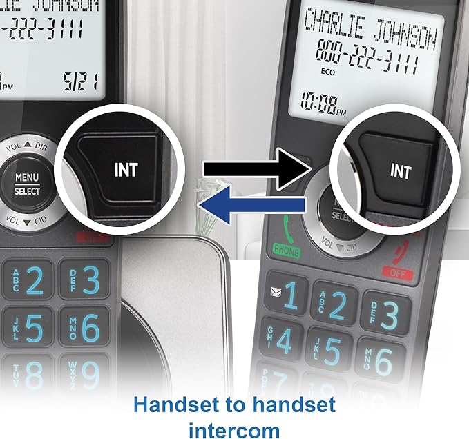 AT&T GL2101-3 DECT 6.0 3-Handset Cordless Home Phone with Call Block, Caller ID, Full-Duplex Handset Speakerphone, 2" White Backlit Display, Lighted Keypad (Graphite & Black)