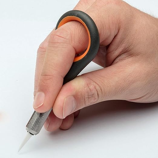Slice 10580-CS Precision Knife, Unique Handle with Finger Grip, Precise Control, Detailed Cuts, Finger Friendly, Lasts 11x Long as Metal (12 Pack), Black