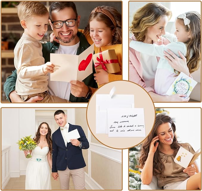 100 Packs White Blank Note Cards and Envelopes 4.25 x 5.5 Heavyweight Folded Cardstock and A2 Envelopes Printable Self Seal for Greeting Cards, Wedding Invitations, Thank You Cards, Party