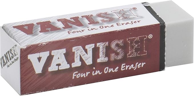 Acurit Vanish Four in One Art Eraser (1 Pack) -No Mess Pencil Eraser Replaces Hard Rubber Eraser, Vinyl & Kneaded Eraser