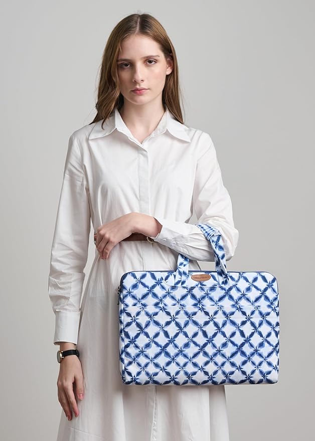 Maison d'Hermine Laptop Bag Upto 15.6 inch Stain and Water Repellent Cotton Canvas - Shibori