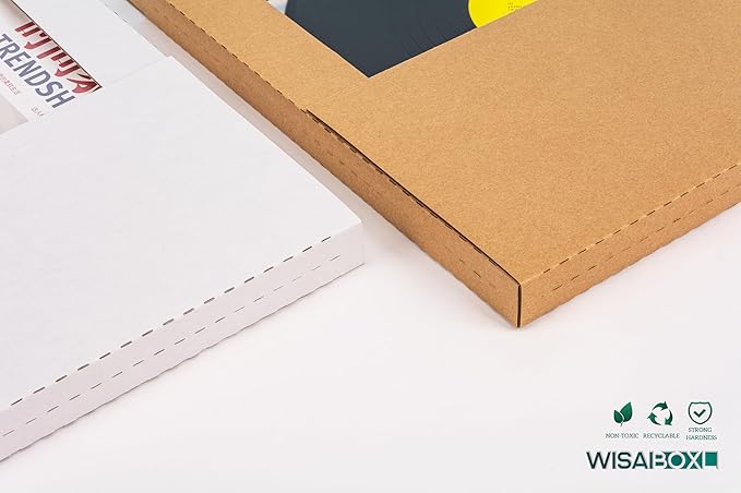 White Vinyl Record Mailers 12.8x12.8x1 Inch LP Mailing Corrugated Cardboard Boxes, Easy-Fold, Multi-Depth Album Shipping Boxes with Fragile Stickers, 15 Pack