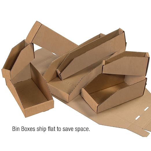 Partners Brand PBINMT612K Open Top Bin Boxes, 6" x 12" x 4 1/2", Kraft (Pack of 50)