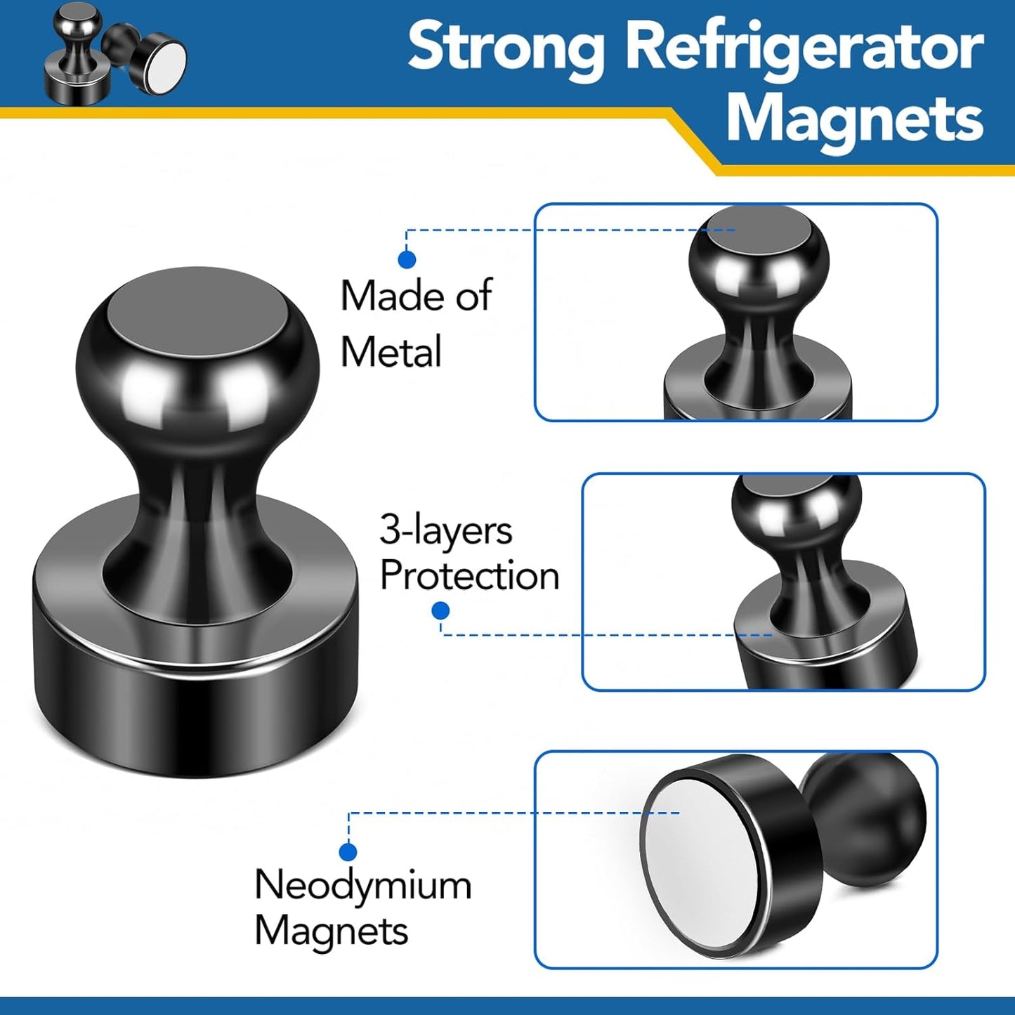LOVIMAG Fridge Magnets, 18 Pcs Small Neodymium Magnets for Refrigerator,Whiteboard Magnets for Office,Push Pins Magnets with Epoxy Coating for Cruise, Cruise Door Magnets for Decorations