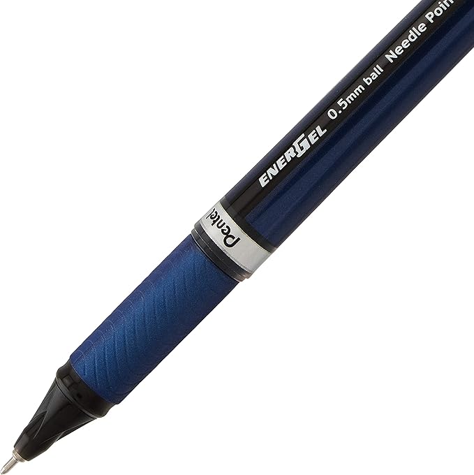 Pentel EnerGel NV Gel Ink Pen, (0.5mm), Fine Point Capped, Needle Tip, Black Ink, Box of 12 (BLN25-A)