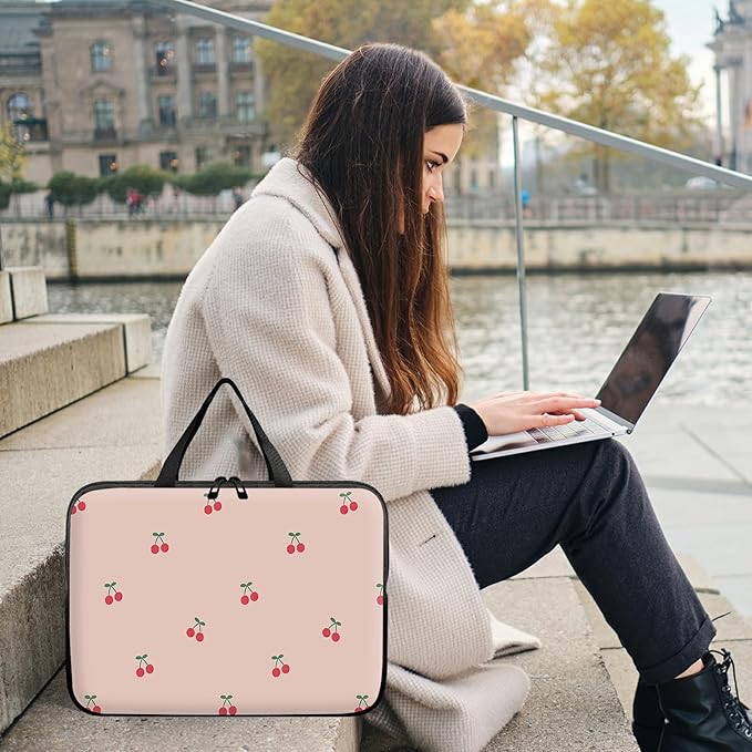 Universal Tablet Laptop Sleeve Case 10 inch, Pink Cherry Slim Carrying Case Durable Handbag Travel Laptop Bag for 7 to 10-inch Laptops/Notebook/Kids Tablet/ipad/eBook Readers