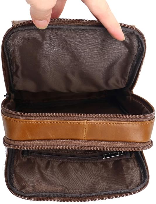Hebetag Small Leather Sling Shoulder Bag Messenger Pack for Men Women Outdoor Travel Business