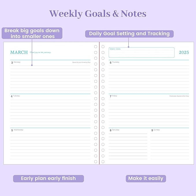 Yoment 2025 Planner Weekly and Monthly 8.5"x11" Hardcover 2025 Planner Dec 2024-Dec 2025 with 13 Month Tabs,Spiral Bound 2025 Calendar Monthly Planner for Women with Stickers Yearly Agenda,Purple