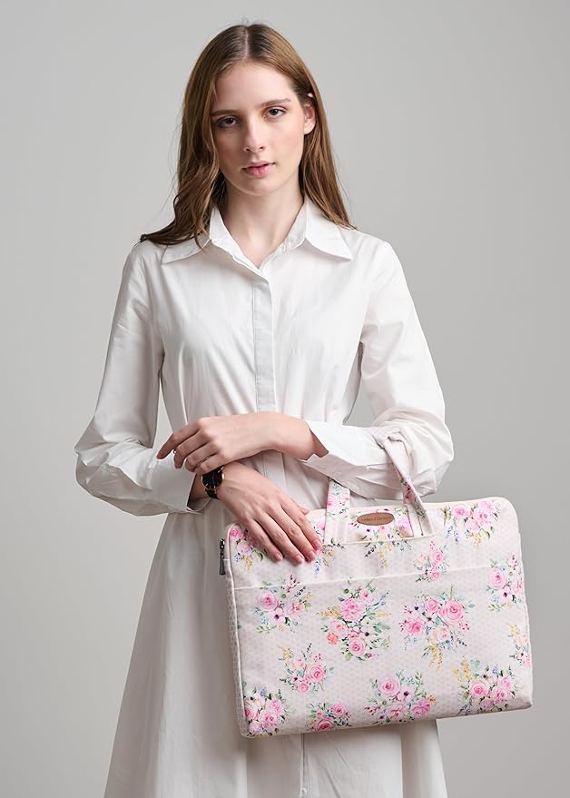 Maison d'Hermine Laptop Bag upto 15.6 inch Stain and water repellent Cotton canvas - Sweetrose Lavender