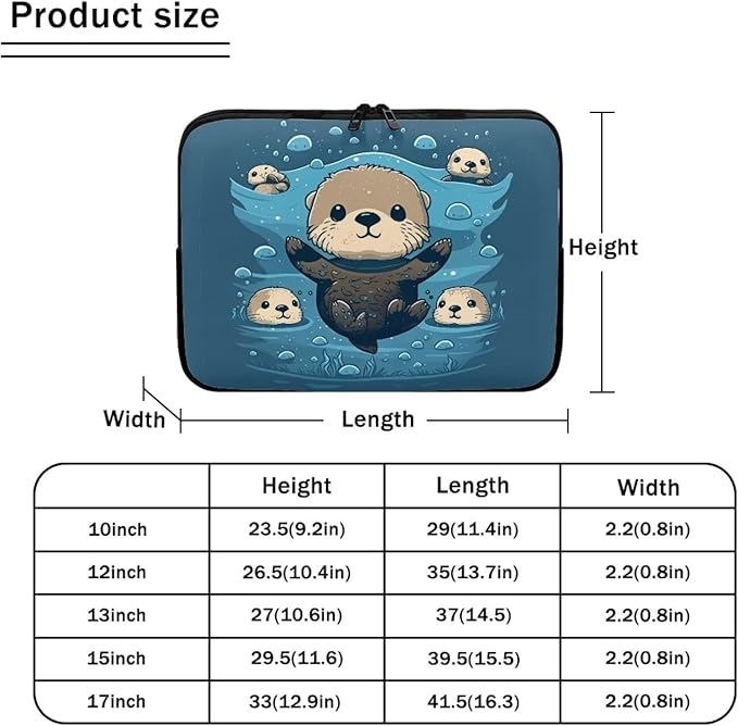 Sea Otter Computer Sleeve for Women 12 inch Laptop Sleeve Durable Lap Top Case with Multiple Uses Tablet Bag Teen Girls Laptop Carrying Case Briefcase Navy Blue