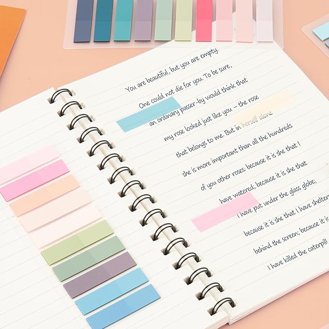 800Pcs Books Tabs for Annotating, Tabs for Notebooks, Sticky Tabs, Morandi Page Markers, Multi-Colored Writeable and Repositionable Book Flags Strip (800Pcs)