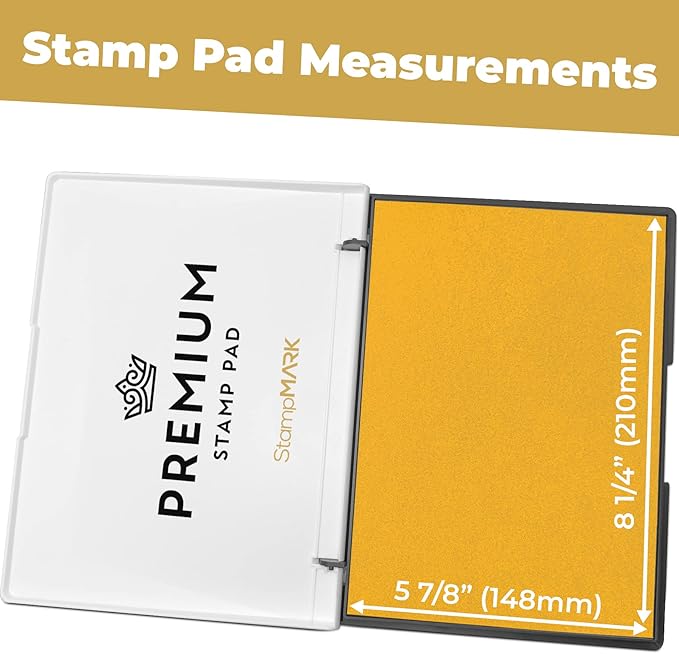 Premium Stamp Pad Extra Large Size 6" x 8" - for Traditional Rubber Stamps - Felt Pad Dark Yellow Color