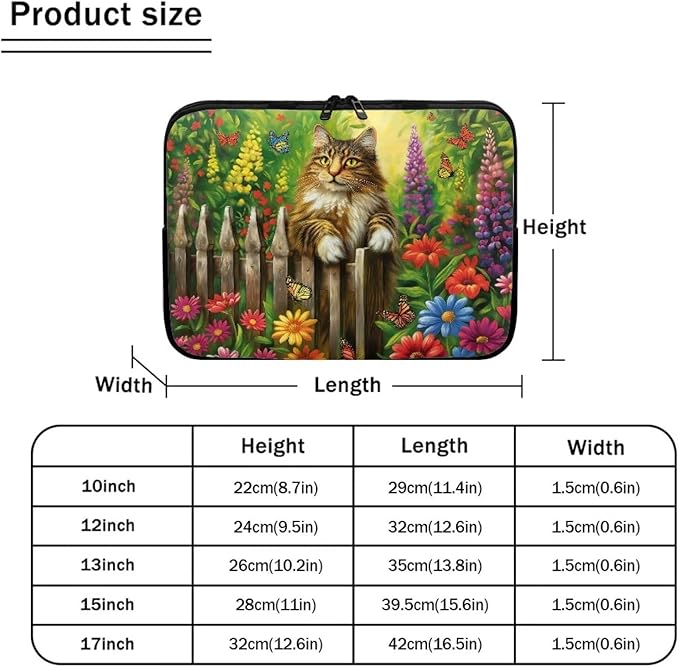 Cats Flower Printed Laptop Briefcase for Women Men, Waterproof 12 Inch Laptop Bag Messenger Bag Lightweight Laptop Case for Office Business Traveling Daily Use, Gift for Father