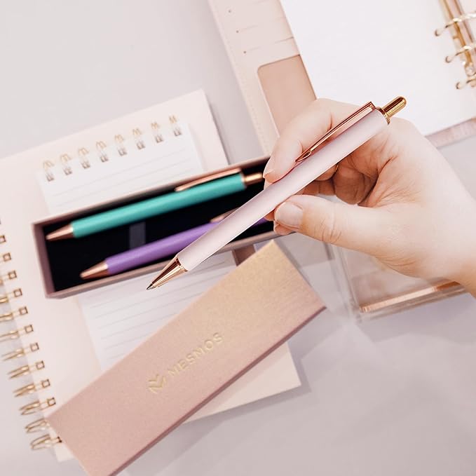 MESMOS 3pc Fancy Pen Set, Cute Pens for Women, Nice Pens for Journaling, Fun Pens Women, Aesthetic Pens, Journaling Pens, Journal Pens, Luxury Pen, Office Pens, Pastel Pens, Pretty Pens