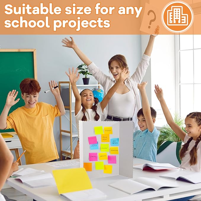 12 Pieces Tri Fold Poster Boards Bulk, Lightweight Science Display Boards, Trifold Presentation Display Board for Science Fair Project(14 x 22 Inch,White)