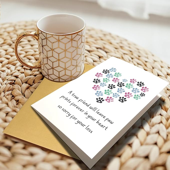 Chenive Pet Loss Sympathy Card - For Dog or Cat Owner, Men or Women, Bereavement Card