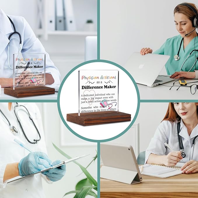 Physician Assistant Gifts Clear Desk Decorative Sign, Recognition Appreciation Gift for Future Physician Assistant Students Grad, PA Difference Maker Pharmacy Clinic Office Decor Plaques TZD33