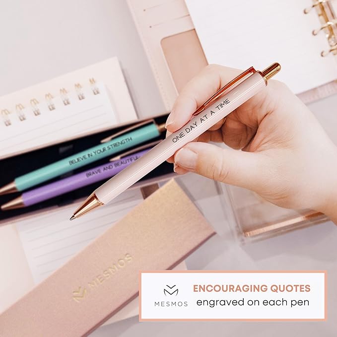 MESMOS 3Pk Fancy Pens for Women, Ballpoint Pens, Get Well Soon Gifts for Women, Breast Cancer Survivor Gifts for Women, Comfort Items for Cancer Patients Must Have, Comforting and Thoughtful Gifts