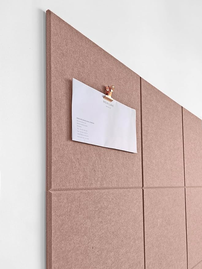 Large Cork Board Alternative - 12-Pack Felt Wall Tiles with Safe Removable Adhesive Tabs, Cork Wall Tiles Bulletin Board Home Office Essentials - Terracotta